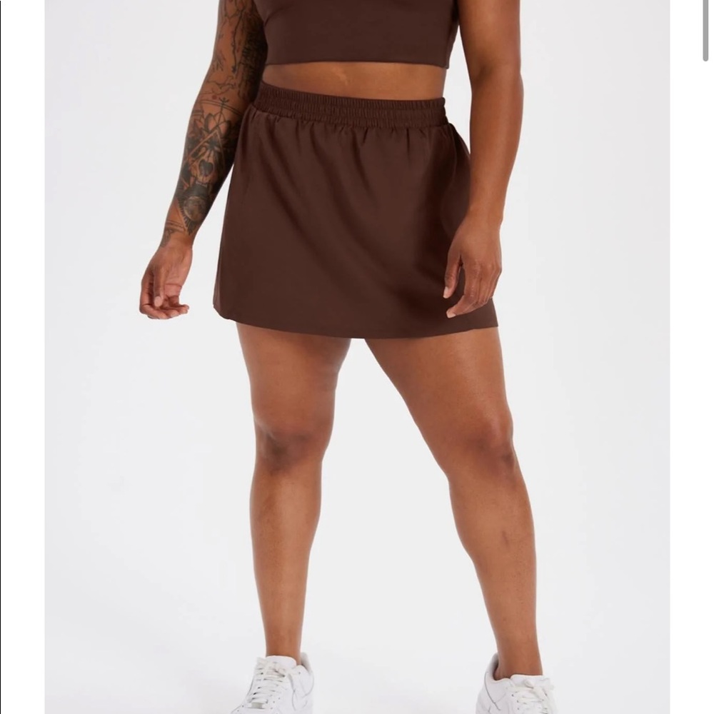 Girlfriend Collective birdie woven skirt in earth, medium